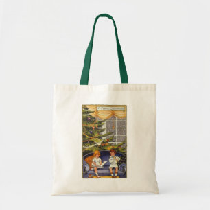 Vintage Christmas, Children Sitting on a Couch Tote Bag