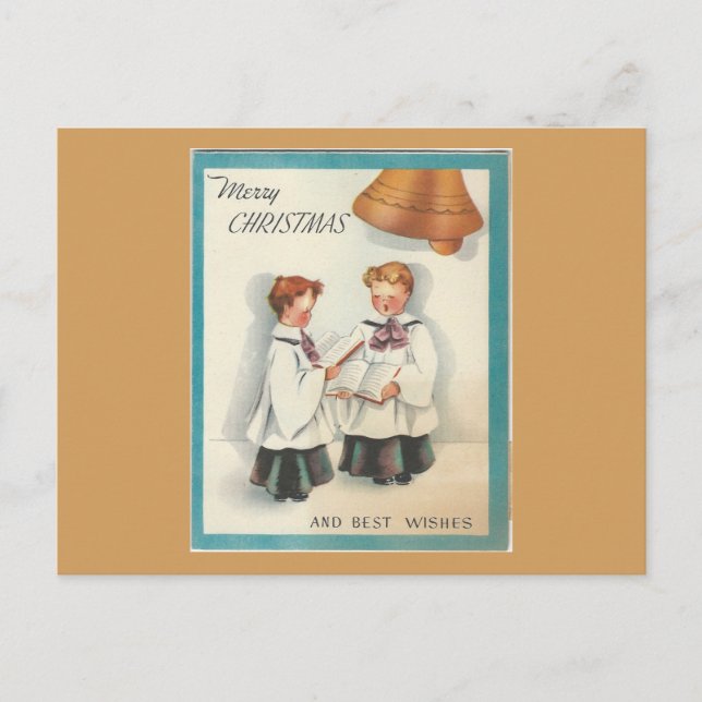 Vintage Christmas Choir Boys Holiday Postcard (Front)