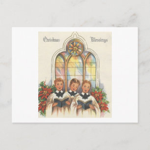 Vintage Christmas Choir Boys Holiday Postcard