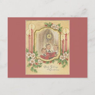 Vintage Christmas Choir Boys With Candles Holiday Postcard