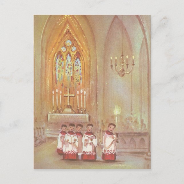 Vintage Christmas Choir Holiday Postcard (Front)