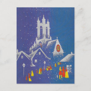 Vintage Christmas Church Holiday Postcard
