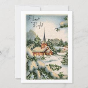 Vintage Christmas Church Silent Night Holiday Card