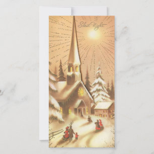 Vintage Christmas Church Silent Night Holiday Card