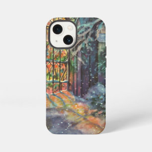 Vintage Christmas Church with Stained Glass Window iPhone Case