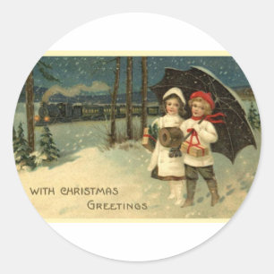 Vintage Christmas Classic Round Sticker