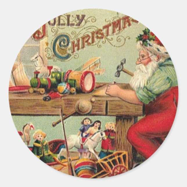 Vintage Christmas Classic Round Sticker (Front)