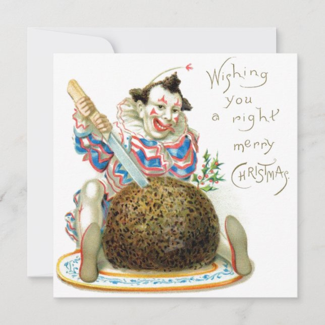 Vintage Christmas Clown Holiday Card (Front)