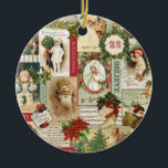 VINTAGE CHRISTMAS COLLAGE CERAMIC TREE DECORATION<br><div class="desc">Modern Vintage Christmas collage made up of old fashioned holiday postcards.</div>