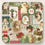 VINTAGE CHRISTMAS COLLAGE COASTER<br><div class="desc">Modern Vintage Christmas collage made up of old fashioned holiday postcards.</div>