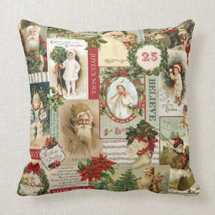 VINTAGE CHRISTMAS COLLAGE CUSHION