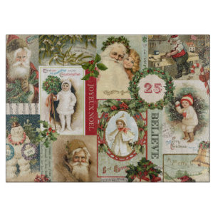 VINTAGE CHRISTMAS COLLAGE CUTTING BOARD