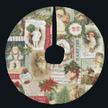 VINTAGE CHRISTMAS COLLAGE FAUX LINEN TREE SKIRT<br><div class="desc">Modern Vintage Christmas collage made up of old fashioned holiday postcards.</div>