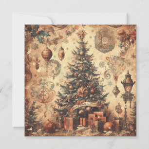 Vintage Christmas Collage Flat Holiday Card