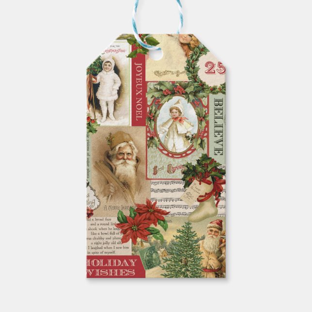 VINTAGE CHRISTMAS COLLAGE GIFT TAGS (Front)