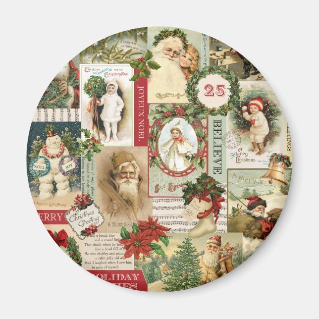 VINTAGE CHRISTMAS COLLAGE MAGNET (Front)
