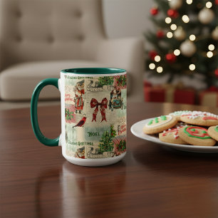 Vintage Christmas Collage Mug