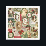 VINTAGE CHRISTMAS COLLAGE NAPKIN<br><div class="desc">Modern Vintage Christmas collage made up of old fashioned holiday postcards.</div>