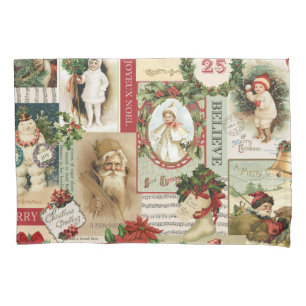 VINTAGE CHRISTMAS COLLAGE PILLOWCASE