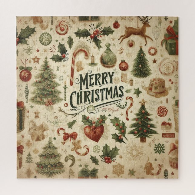 Vintage Christmas Collage Puzzle (Vertical)