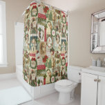 VINTAGE CHRISTMAS COLLAGE SHOWER CURTAIN<br><div class="desc">Modern Vintage Christmas collage made up of old fashioned holiday postcards.</div>