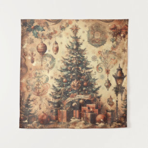 Vintage Christmas Collage Tapestry