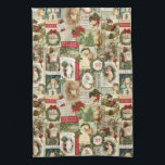 VINTAGE CHRISTMAS COLLAGE TEA TOWEL<br><div class="desc">Modern Vintage Christmas collage made up of old fashioned holiday postcards.</div>
