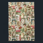 VINTAGE CHRISTMAS COLLAGE TEA TOWEL<br><div class="desc">Modern Vintage Christmas collage made up of old fashioned holiday postcards.</div>