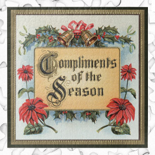 Vintage Christmas, Compliments of the Season Jigsaw Puzzle