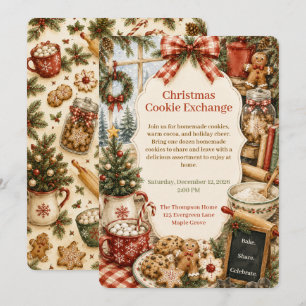 Vintage Christmas Cookie Exchange Holiday Baking Invitation