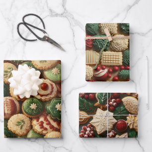 Vintage Christmas Cookie Retro Wrapping Paper Sheet