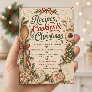 Vintage Christmas Cookie Swap Recipe Exchange Invitation