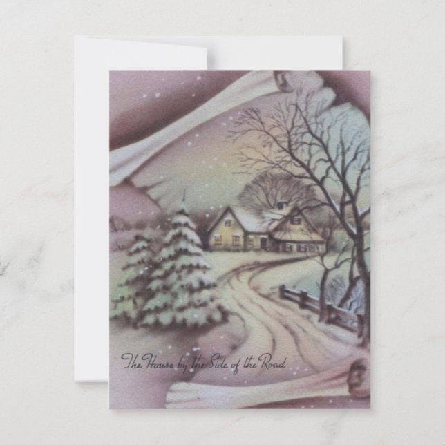 Vintage Christmas Cottage House Winter Holiday Card (Front)