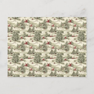 Vintage Christmas Country Winter Scenery  Holiday Postcard