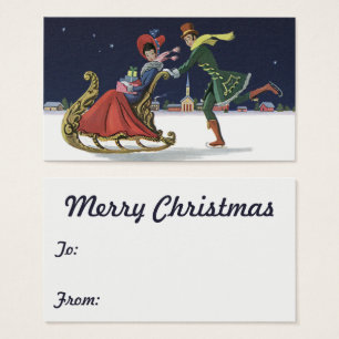 Vintage Christmas, Couple in Love Ice Skating