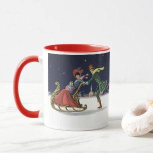 Vintage Christmas, Couple in Love Ice Skating Mug