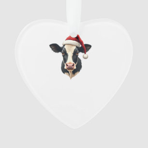 Vintage Christmas Cow Head with Santa Hat Farm Ani Ornament