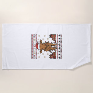 Vintage Christmas Cow Holiday Vector Shirt Design_ Beach Towel