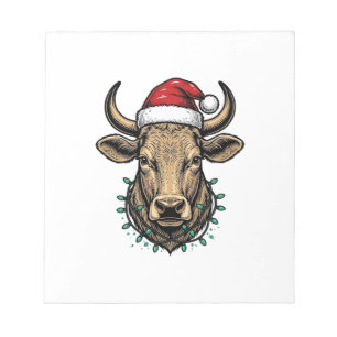 Vintage Christmas Cow Santa Hat Holiday Shirt_1 Notepad