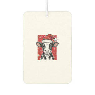Vintage Christmas Cow Santa Hat Holiday Shirt (2)_ Car Air Freshener