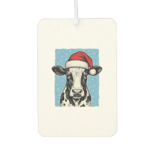 Vintage Christmas Cow Santa Hat Vector Design_1 Car Air Freshener