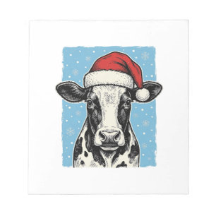 Vintage Christmas Cow Santa Hat Vector Design_1 Notepad