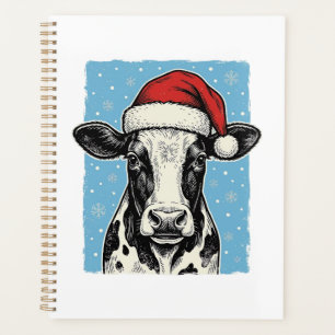 Vintage Christmas Cow Santa Hat Vector Design_1 Planner