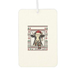 Vintage Christmas Cow Ugly Sweater Shirt Design_1 Car Air Freshener