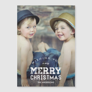 Vintage Christmas Custom Photo Thin Magnetic Card