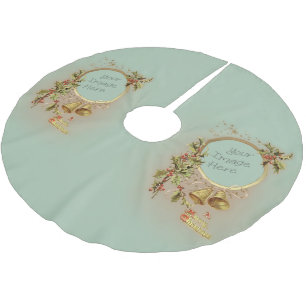 Vintage Christmas Customisable Photo Template Brushed Polyester Tree Skirt