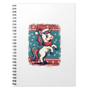 Vintage Christmas Dabbing Unicorn Rainbow Holiday Notebook
