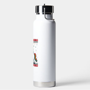 Vintage Christmas Dabbing Unicorn Rainbow Holiday  Water Bottle