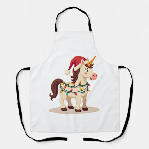 Vintage Christmas Dabbing Unicorn Santa Funny Holi Apron