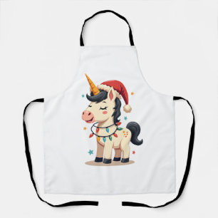 Vintage Christmas Dabbing Unicorn Santa Funny Holi Apron